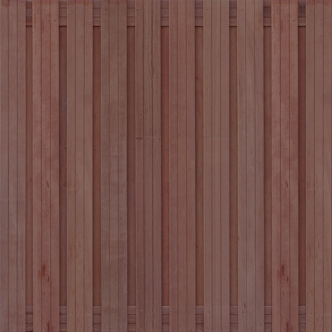 Hardhout tuinscherm 21 planks (19+2) recht verticaal 180x180 cm